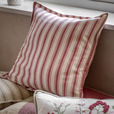 Alstano Woven Stripe Cushion Cranberry (Pair)