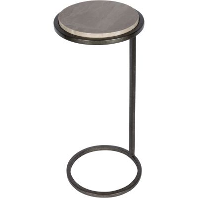 Iota Accent Table Grey Emperador Marble Aged Silver Frame by Ora Designs | Style Our Home