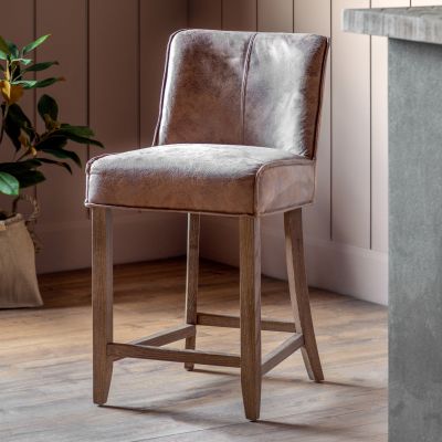 Tarnaro Bar Stool Brown Leather (2pk)