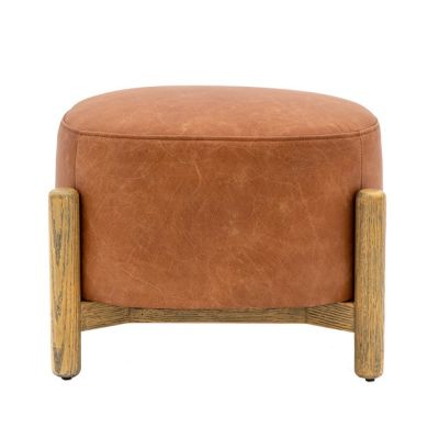 Tindon Footstool Brown Leather By Gallery Living | Style Our Home 