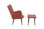 Roscside Copper Bouclé Armchair with Matching Footstool – Black Metal Legs
