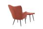 Roscside Copper Bouclé Armchair with Matching Footstool – Black Metal Legs