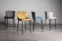 Cezanne - Petrol Blue Velvet Fabric Bar Stool with Black Legs (Pair)