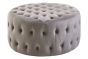 Halexa Grey Velvet Round Tufted Footstool by Prestige Designs | Style Our Home