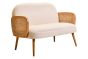 Cevora Ivory Fabric and Cane 2 Seat Sofa with Elm Wood Legs