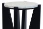 Wintara Travertine Top Side Table With Black Acacia Wood Frame