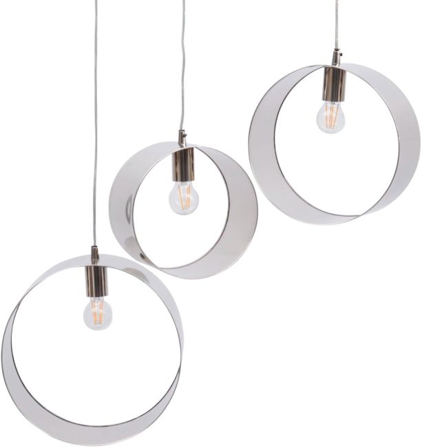 Ara Set Of 3 Silver Ring Pendants E27 60W 3 by Libra Designs | Style Our Home