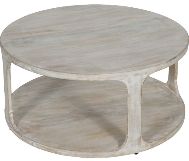 Beadnell Solid Carved Wooden Coffee Table in Whitewash Finish by Libra | Style Our Home