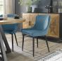 Upholstered Blue Velvet Diamond Chair with Black Frame (Pair)