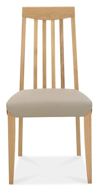 Bergen Oak 2-4 Seater Table & 2 Slat Back Chairs in Grey Bonded Leather by Bentley Designs | Style Our Home