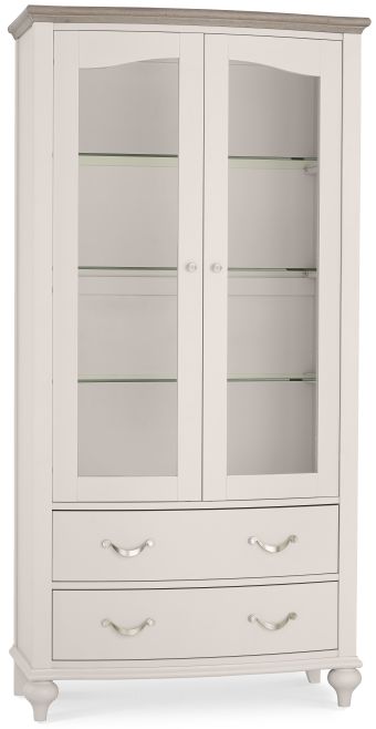 Montreux Soft Grey & Washed Oak Display Cabinet - Style Our Home