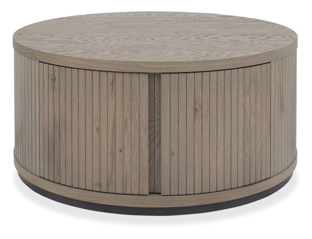 Vega Grey Oiled Oak & Peppercorn Round Coffee Table by Bentley Designs | Style Our Home