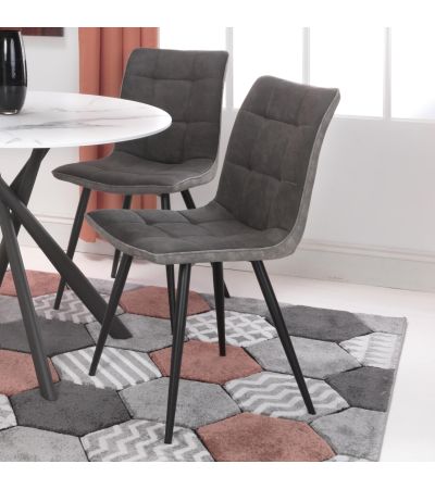 Marlowell Twin Tone Suede Effect Dining Chair – Dark Grey Seat & Black Metal X Frame Legs (2pk) by Shankar | Style Our Home