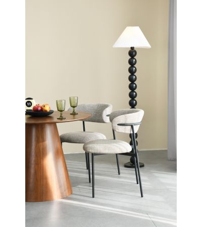 Mayfabury Oatmeal Tweed Effect Minimalist Dining Chair – Black Metal Frame (2pk) by Shankar | Style Our Home