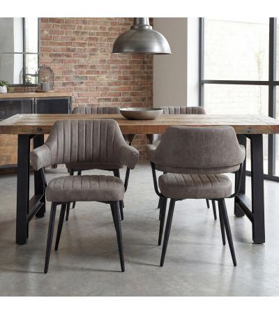 Pembrton Mid-Century Leather Style Dining Chair – Grey with Black Metal Legs (2pk) by Shankar | Style Our Home