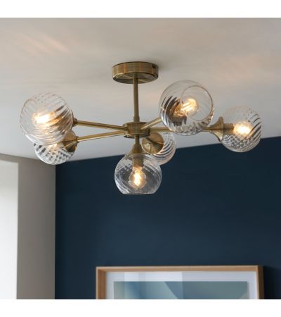 Allegrano 6 Ceiling Light Antique Brass