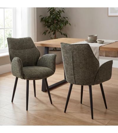 Monteley Moss Green Fabric Swivel Dining Chair – Black Metal Tapered Legs (2pk) by Shankar | Style Our Home
