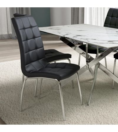 Mayfabury Black Leather Effect Dining Chair – Chrome Metal Legs (2pk) by Shankar | Style Our Home