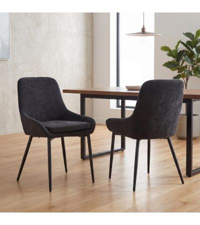 Veroton Black Upholstered Dining Chair with Curved Back and Metal Legs (4pk) by Shankar | Style Our Home