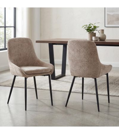 Veroton Mink Upholstered Dining Chair with Curved Back and Metal Legs (4pk) by Shankar | Style Our Home