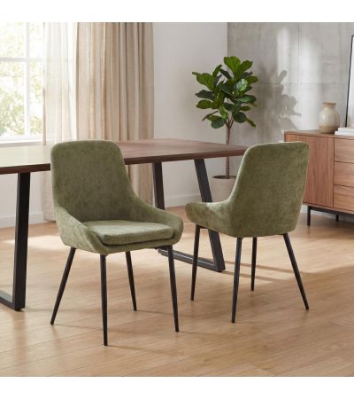 Veroton Green Upholstered Dining Chair with Curved Back and Metal Legs (4pk) by Shankar | Style Our Home