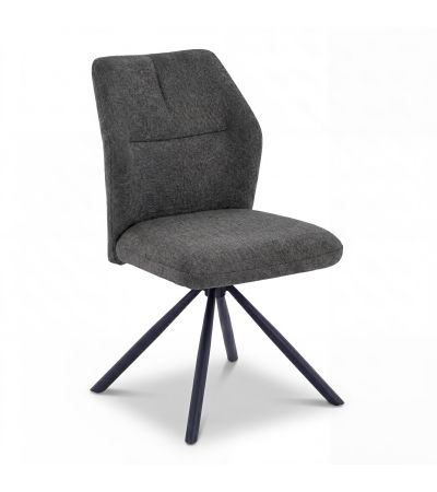 Lumiridge Charcoal Ribbed Fabric Swivel Dining Chair with Black Metal Legs (4pk) by Shankar | Style Our Home