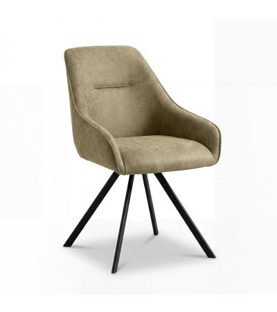 Lumiridge Brown Fabric Swivel Dining Chair with Black Metal Legs (2pk) by Shankar | Style Our Home
