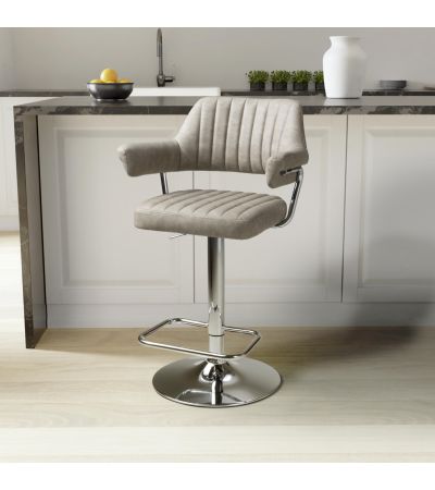 Carltmere Mink Leather Effect Swivel Bar Stool with Chrome Frame (2pk) by Shankar | Style Our Home