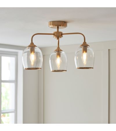 Ashcrano Ceiling 3 Light Brushed Aged Brass
