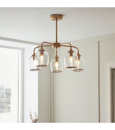 Ashcrano 5 Pendant Light Brushed Aged Brass