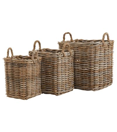 Set of 3 Kubu Rattan Square Storage Baskets by Hill Interiors | Style Our Home  