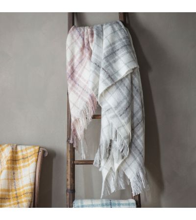 Checkano Faux Mohair Throw Grey
