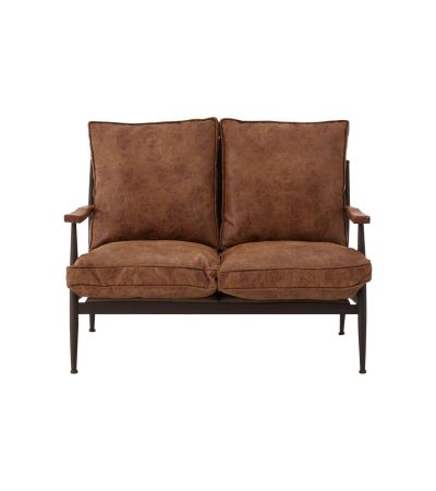 Finlay Brown Leather Effect 2 Seater Sofa by Prestige Designs | Style Our Home