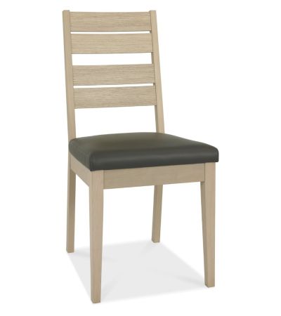 Oakham Scandi Oak Chair - Dark Grey Bonded Leather (Pair) - Style Our Home