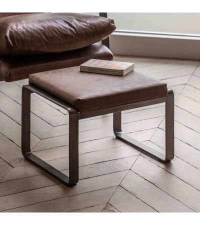 Fabaro Footstool Brown Leather by Gallery Living | Style Our Home