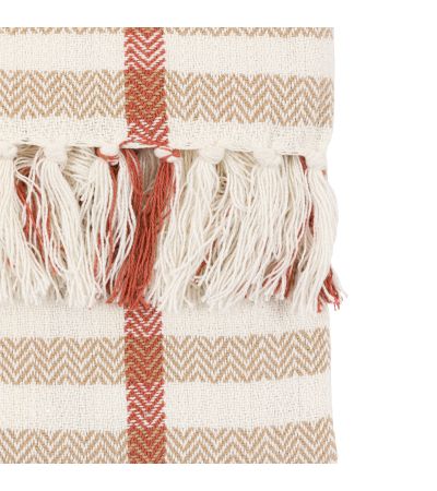 Arvono Grid Woven Throw Rust,Natural