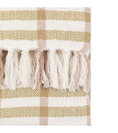 Arvono Grid Woven Throw Green,Rust