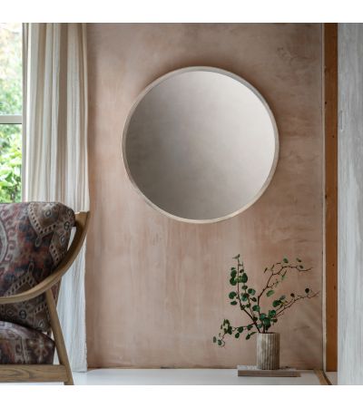 Helsano Round Mirror Washed Oak