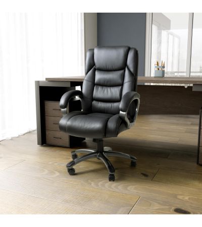 Hartwbrook Regent Executive Leather Faced Black Office Chair by Shankar | Style Our Home