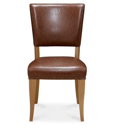 Belgrave Rustic Oak Uph Chair - Rustic Tan Faux Leather (Pair) by Bentley Designs | Style Our Home