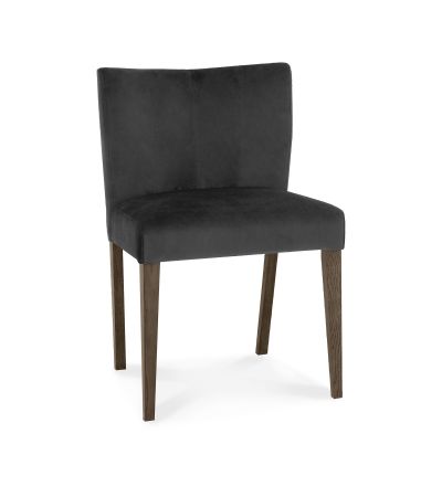 Turin Dark Oak Upholstered Gun Metal Dining Chair (a pair) - Style Our Home