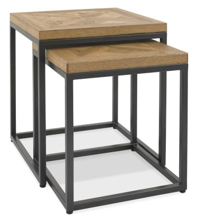 Indus Rustic Oak Nest Of Tables by Bentley Designs | Style Our Home 