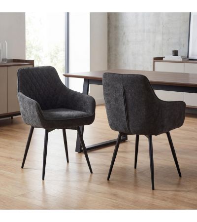 Wexfohall Black Fabric Mid-Century Style Dining Chair – Metal Legs (2pk) by Shankar | Style Our Home