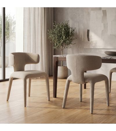 Tiverbury Beige Fabric Statement Dining Chair – Contemporary Sculpted Design (2pk) by Shankar | Style Our Home