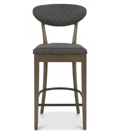 Ellipse Fumed Oak Upholstered Bar Stool - Dark Grey Fabric (Pair) by Bentley Designs | Style Our Home