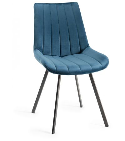 Fontana - Blue Velvet Fabric Chairs with Grey Hand Brushing on Black Powder Coated Legs (Pair) from Style Our Home