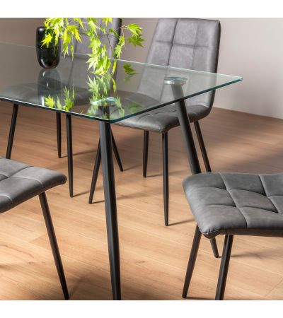 Martini Clear Tempered Glass 6 Seater Dining Table with Black Legs by Bentley Designs | Style Our Home