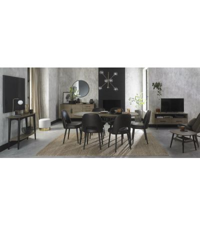 Vintage Weathered Oak 6 Seater Table & 6 Upholstered Chairs in Old West Vintage by Bentley Designs | Style Our Home