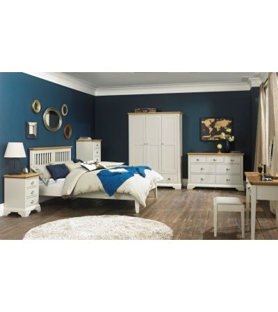 Bentley Designs Hampstead Soft Grey & Pale Oak KIngsize Slatted Bedstead - 150cm - Style Our Home