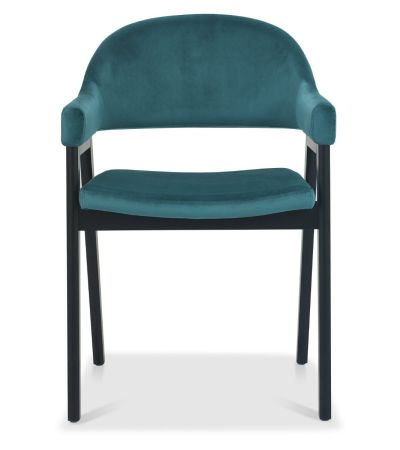 Camden Peppercorn Upholstered Arm Chair in an Azure Velvet Fabric (Pair) by Bentley Designs | Style Our Home